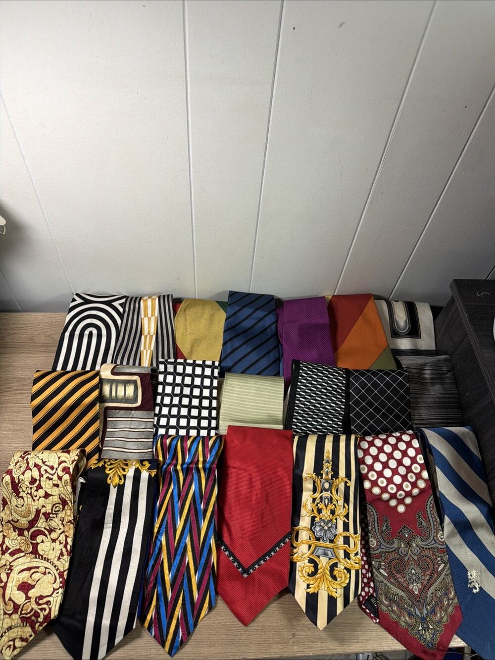 Vintage Designer Silk Men’s Tie Lot Of 21 Geometric, Stripes, Pattern Italy
